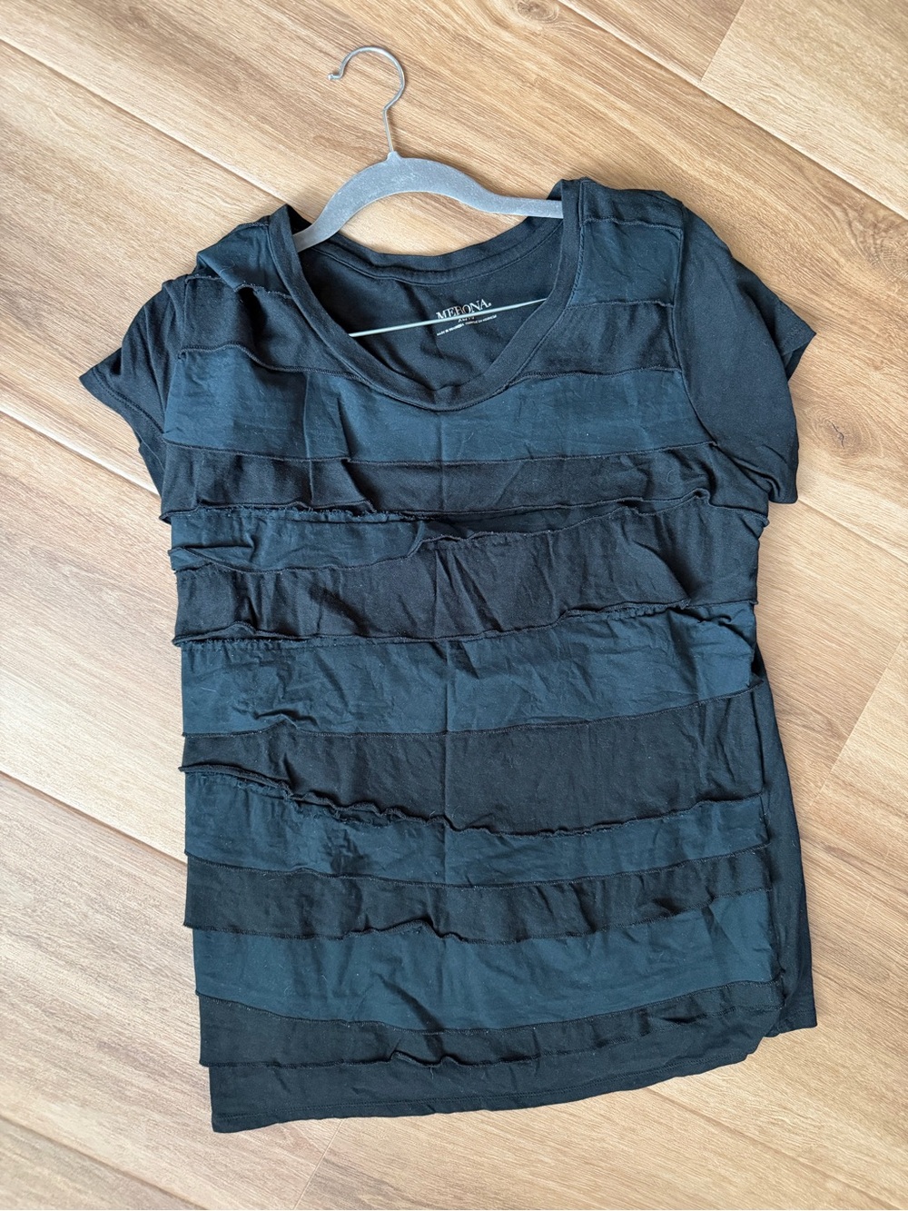 Merona Black Layered Ruffle Tee